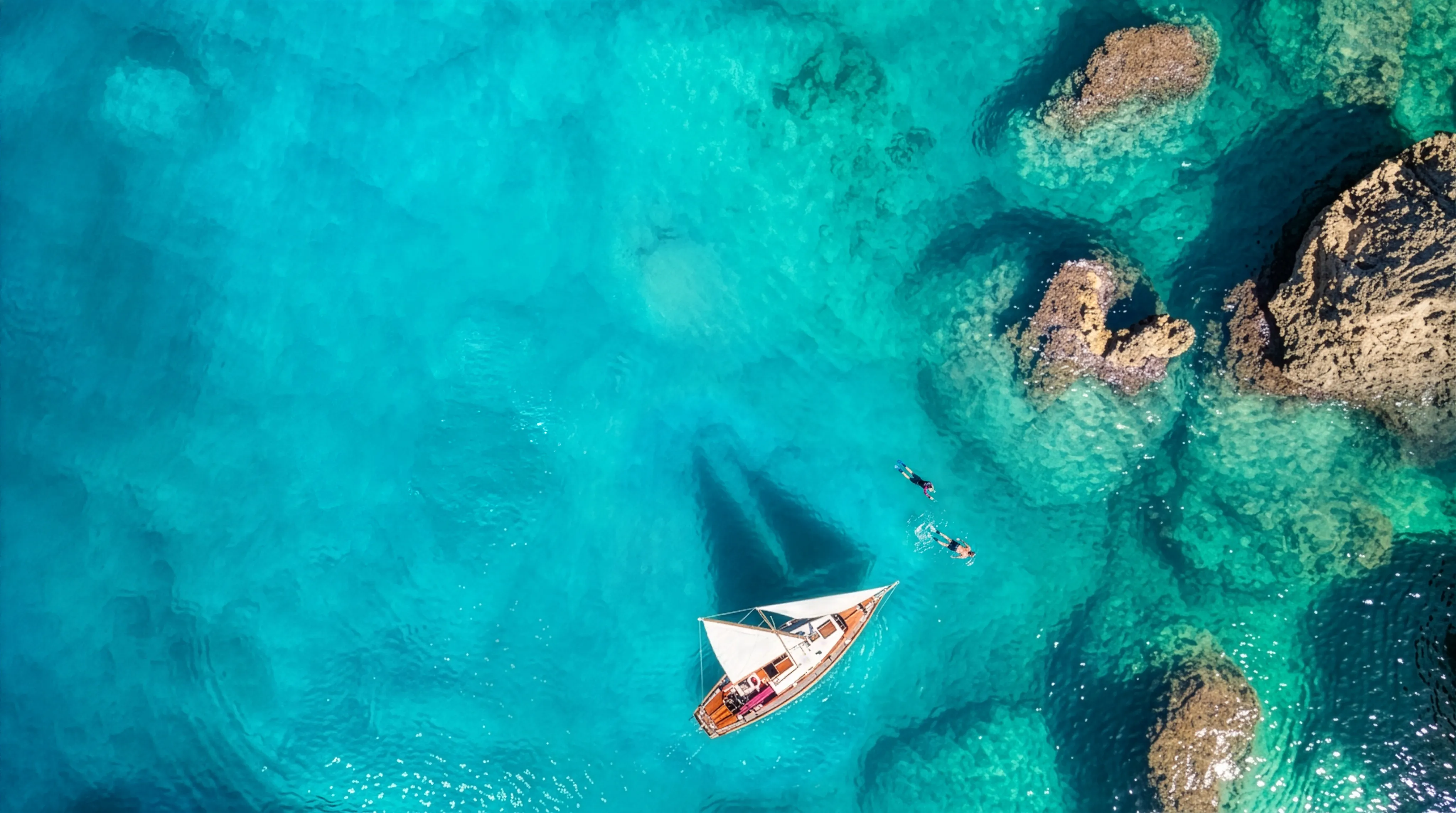 Snorkelaar boven het rif van Bonaire